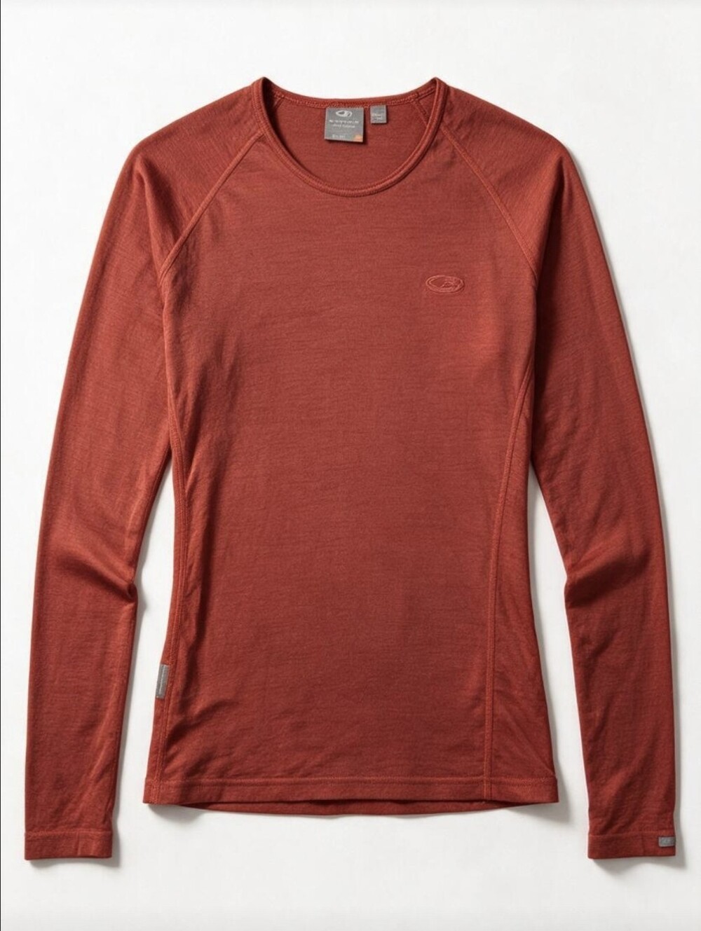 Icebreaker Bodyfit 200 Pure Merino Wool Base Layer Shirt Mens Large Red Slim Fit